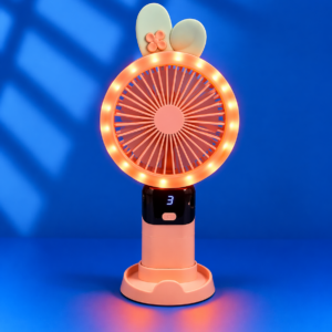 Cartoon Mini Portable USB Fan - Rechargeable Handheld & Desk Fan with Base